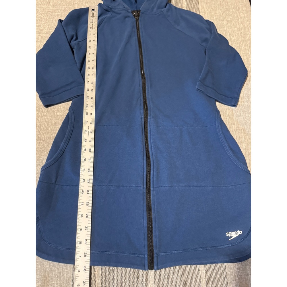 Speedo Blue Hooded Zip Front Midi‎ Dress Sweatshirt Athleisure Women's S